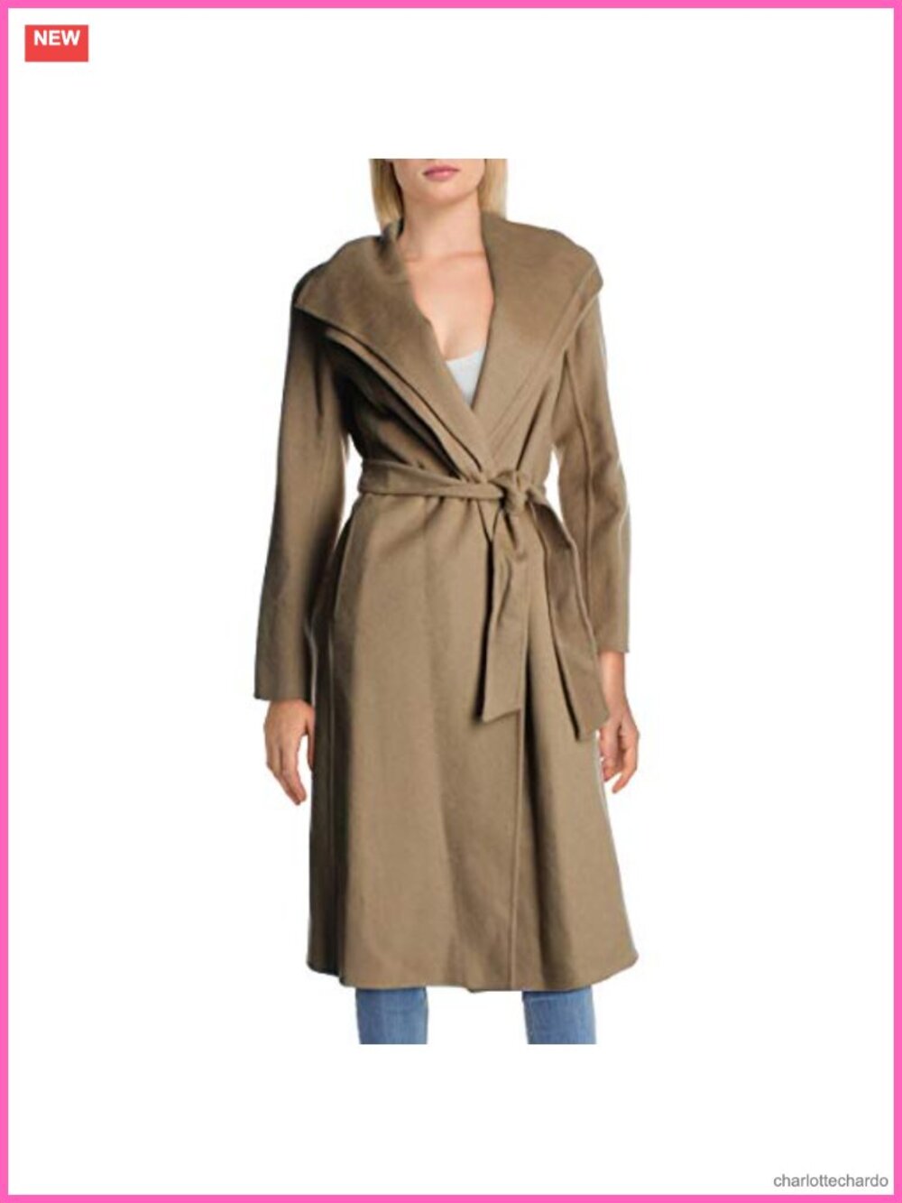 Women's Wool Blend Wrap Coat with Tie Belt Long